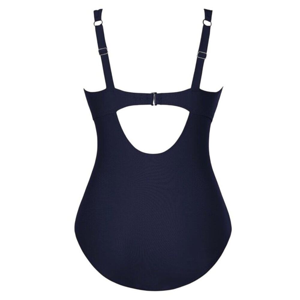 Women CupsheNavy Blue V Neck Tummy Control One Piece Swimsuit 1X Plus NWT - Picture 5 of 9